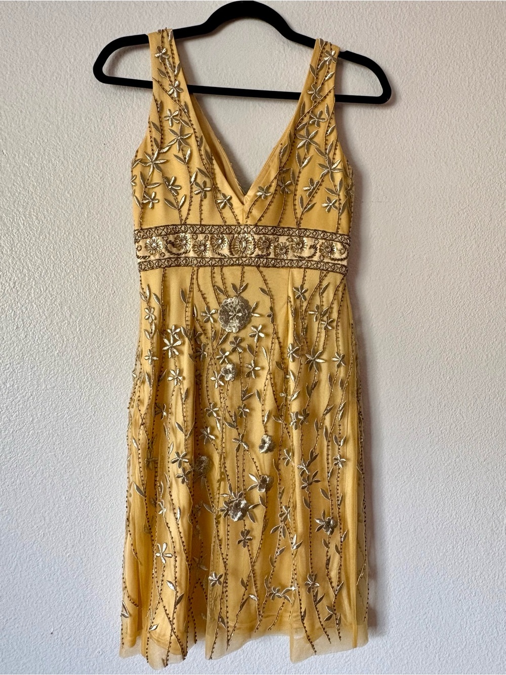 vintage Sue Wong "Nocturne" hand-beaded silk midi dress Sz 4